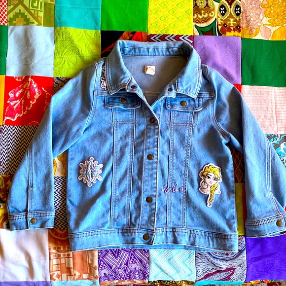 Disney Frozen Elsa Olaf Little Girl's Jean Jacket Size 10 Tutu Couture - Picture 1 of 8